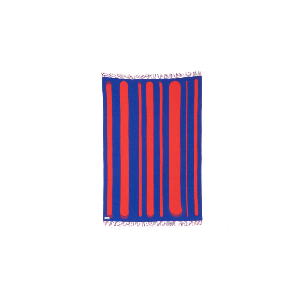 Blue and Red Woven Throw - Modern Vertical Stripe Pattern